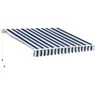 Outsunny Garden Patio Manual Retractable Awning Canopy Sun Shade Shelter, 3m x 2.5m-Blue/White