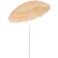 Outsunny Waterproof Patio Garden Hawaii Beach Sun Umbrella Sunshade Hawaiian Folding Tilting Crank Parasol (Wheat) Aosom UK
