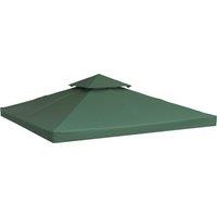 Outsunny 3 x 3 m Gazebo Top Cover Double Tier Canopy Replacement Pavilion Roof Dark Green