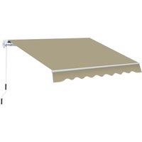 Outsunny 2.5x2 m Manual Retractable Awning-Beige Canopy/White Frame