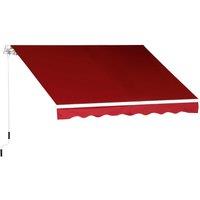 Outsunny Retractable Sun Shade Awning for Patio, Manual, Outdoor Deck Canopy Shelter, 2.5mx2m, Dark Red Aosom UK