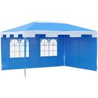 Outsunny Party Gazebo Marquee with 2 Sidewalls, Outdoor Garden Canopy BBQ Tent, 3 x 4 m, Blue