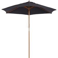 Outsunny Wooden Patio Parasol: 2.5m Outdoor Sun Umbrella, Weather-Resistant, Black Aosom UK