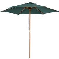 Outsunny Wooden Parasol: 2.5m UV-Protective Garden Umbrella with Pulley System, Dark Green Aosom UK