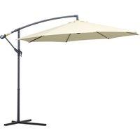 Outsunny Cantilever Parasol: 3m Patio Banana Hanging Umbrella, Crank & Tilt, 8 Ribs, Cross Base, Creamy White Aosom UK