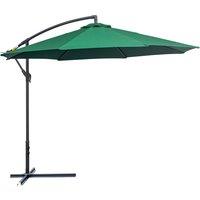 Outsunny Waterproof Banana Cantilever Parasol: 3m Hanging Umbrella with Crank & Cross Base, Outdoor Sun Shelter, Verdant Green Aosom UK