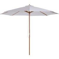 Outsunny 3(m) Fir Wooden Parasol Garden Umbrellas 8 Ribs Bamboo Sun Shade Patio Outdoor Umbrella Canopy, Cream White Aosom UK