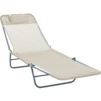 HOMCOM Garden Lounger Recliner, Adjustable Sun Bed Chair, Comfortable, Beige Aosom UK