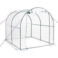Outsunny Walk-in Polytunnel Greenhouse with Roll-up Door Transparent Tunnel Greenhouse with Steel Frame and PVC Cover, 2.5 x 2m Aosom UK