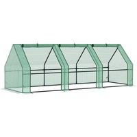 Outsunny 270 x 90 x 90 cm Steel Frame Poly Tunnel Steeple Greenhouse - Green