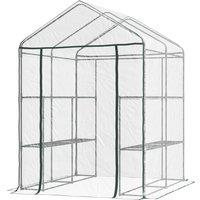 Outsunny 143 x 143 x 195 cm Walk-In Greenhouse 3 Tiers Portable Grow House w/ 8 Shelves, Metal Frame, PVC Film, Transparent