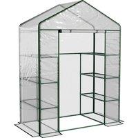 Outsunny 4 Tiers 8 Shelves Metal Frame Walk in Portable Greenhouse Transparent 143 L x 73W x 195H cm