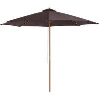 Outsunny Bamboo Wooden Patio Umbrella, 3m Garden Parasol with 8 Ribs, Outdoor Sunshade Canopy, Coffee Aosom UK