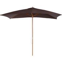 Outsunny Waterproof Garden Parasol Umbrella Wooden Sun Umbrella Outdoor Sun Shade Canopy, Dark Coffee,2 x 3m Aosom UK