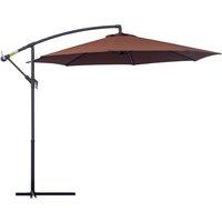 Outsunny Waterproof 3m Hanging Cantilever Umbrella: Adjustable Angle & UV Protection, Coffee Hue Aosom UK