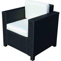 Outsunny 1 Seater Rattan Garden All-Weather Wicker Weave Single Sofa Armchair with Fire Resistant Cushion - Black Aosom UK