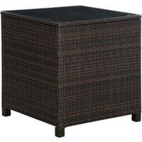 Outsunny Rattan Garden Side Table: Weather-Resistant Frame with Tempered Glass Top, Rustic Brown Aosom UK