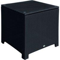 Outsunny PE Wicker Side Table Rattan Garden Furniture with Four Foot Pads, Rust & Mild Weather Damage Resistant, Black Aosom UK