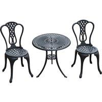HOMCOM 3 Piece Patio Cast Aluminium Bistro Set Garden Outdoor Furniture Table and Chairs Shabby Chic