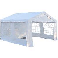 Outsunny 4 x 4m Party Tent, Garden Party Tent with Removable Sidewalls, Double Doors, Heavy Duty, White Aosom UK