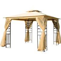 Outsunny 3x3 m Double Top Gazebo-Beige
