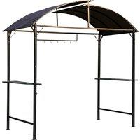 Outsunny Metal Smoking Gazebo Marquee Garden Patio BBQ Tent Grill Canopy Awning Shelter - Coffee