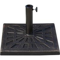 Outsunny 15kg Parasol Base Durable Patterned Colophony Garden Patio Square Umbrella Stand Base Stand Bronze Aosom UK