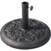 Outsunny 9kg Garden Parasol Base, Round Resin Sun Umbrella Base, Outdoor Umbrella Stand for 38mm or 48mm Outdoor Umbrella Poles, Bronze Tone