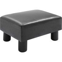 HOMCOM PU Leather Footstool Foot Rest Small Seat Foot Rest Chair Black Home Office with Legs 40 x 30 x 24cm