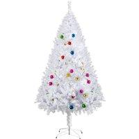 HOMCOM 6ft Snow Artificial Christmas Tree w/Metal Stand Decorations Home Seasonal Elegant Faux Aosom UK