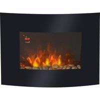HOMCOM LED Curved Glass Electric Wall Mounted Fire Place, 900/1800W