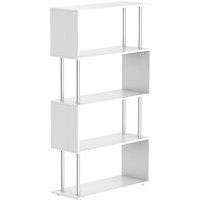 HOMCOM Wooden S Shape Bookcase Bookshelf Dividers Storage Display Unit White Aosom UK