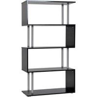HOMCOM S-Shaped Bookcase, Contemporary Wooden Bookshelf Dividers, Spacious Storage Display Unit, Elegant Black, Ideal for Home and Office Aosom UK