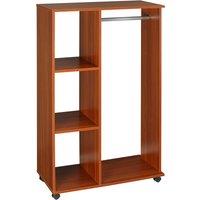 HOMCOM Bedroom Open Wardrobe, Hanging Rail with Storage Shelves, Mobile Clothes Organizer on Wheels,