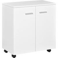 HOMCOM Mobile Sideboard Cabinet, Sideboard Storage Cabinet with 2 Doors and Internal Shelf for Office, 60 x 35 x 65 cm, White