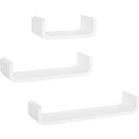 HOMCOM Floating U Shaped Wall Shelves, 3 Piece Decorative Display Shelf Set, Modern Home Decor, White Aosom UK