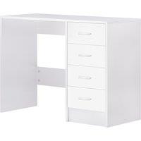 HOMCOM Computer Writing Desk with 4 Drawers, High Gloss Home Office Workstation, White