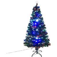 HOMCOM 5ft 150cm Green Fibre Optic Artificial Christmas Tree-Multi Aosom UK