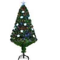 HOMCOM 4ft 120cm Fiber Optic Xmas Tree Artificial Christmas Tree W/ Stars