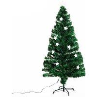 HOMCOM 5ft 150cm Green Fibre Optic Artificial Christmas Tree W/ Stars Aosom UK