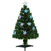 HOMCOM 3ft Fibre Optic Christmas Tree 90cm W/ Showflakes, Green