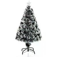 HOMCOM 4ft 120cm Green/White Artificial Christmas Tree W/ Prelit LED