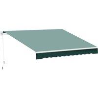 Outsunny Manual Retractable Garden Patio Awning, Sun Shade Shelter with Winding Handle, 2.5m x 2m, Green Aosom UK