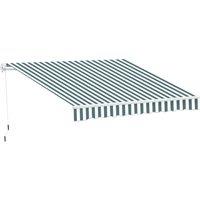 Outsunny 2.5m x 2m Garden Patio Manual Awning Canopy Sun Shade Shelter Retractable with Winding Handle Green White