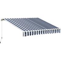 Outsunny Waterproof Garden Patio Manual Awning Canopy Sun Shade Shelter Retractabl Retractable Awning, 3.5x2.5 m-Blue/White Aosom UK