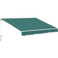 Outsunny 3.5 x 2.5 m Garden Patio Manual Awning Canopy Sun Shade Shelter with Winding Handle - Green