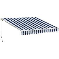 Outsunny Garden Patio Manual Retractable Awning Canopy Sun Shade Shelter, 3m x 2.5m-Blue/White