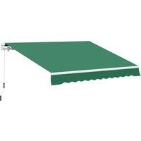 Outsunny Waterproof Manual Retractable Awning, Garden Patio Sun Shade Shelter, 4m x 3m, Durable, Green Aosom UK