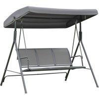 Outsunny Waterproof 3 Seater Swing Chair Garden Swing Seat Outdoor Hammock w/ Canopy Steel Frame - Grey Aosom UK