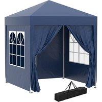 Outsunny 2x2m Garden Pop Up Gazebo Marquee Party Tent Wedding Awning Canopy W/ free Carrying Case + Removable 2 Walls 2 Windows-Blue